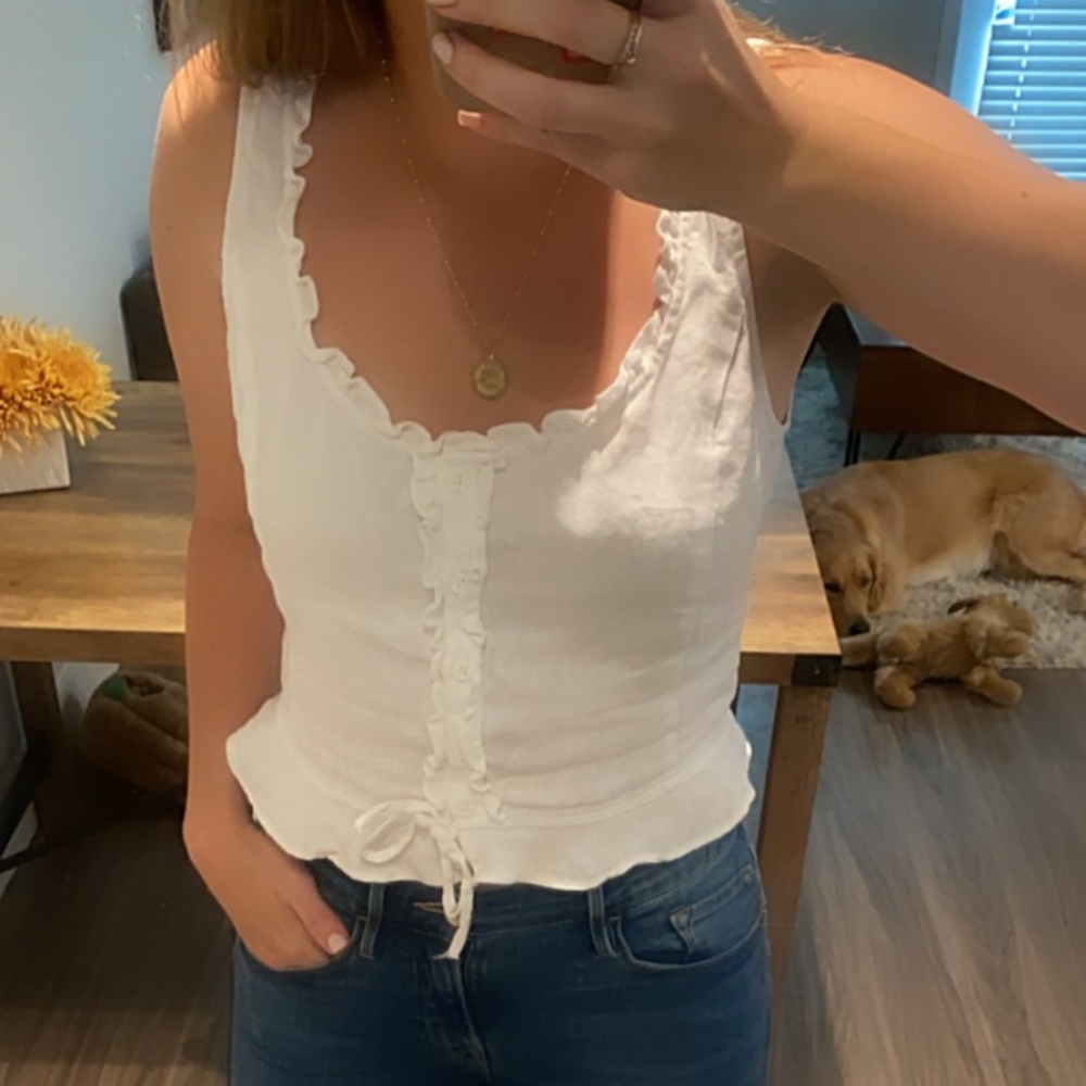 Reformation White Linen Top